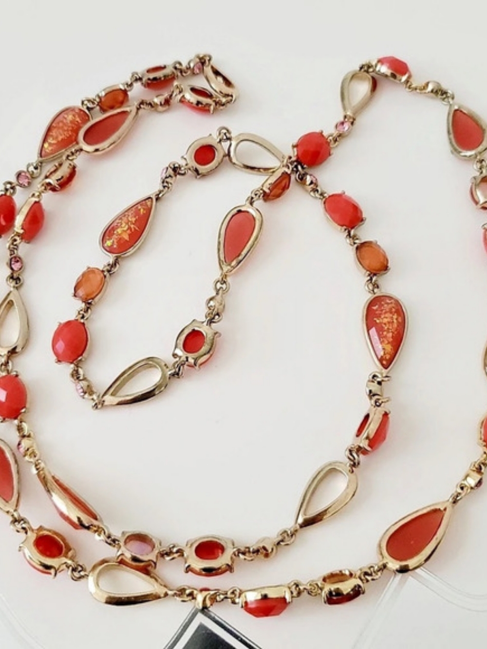 Anne Klein Red & gold-color Statement Necklace 21 Inch